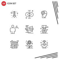 9 Universal Outline Signs Symbols of land hills analytics body processing Editable Vector Design Elements