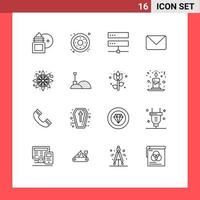 Universal Icon Symbols Group of 16 Modern Outlines of chat mail sweets twitter hosting Editable Vector Design Elements