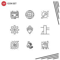 Set of 9 Commercial Outlines pack for gift skill direction resources human Editable Vector Design Elements