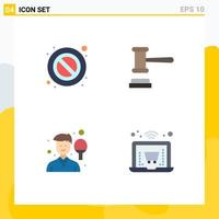 Pack of 4 creative Flat Icons of forbidden man auction order racket Editable Vector Design Elements