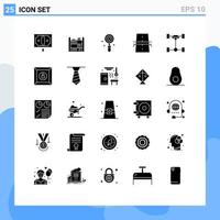 Universal Icon Symbols Group of 25 Modern Solid Glyphs of auto grid heart creative bridge Editable Vector Design Elements