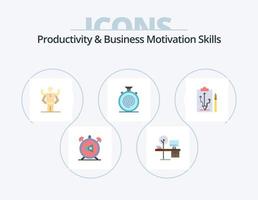 Productivity And Business Motivation Skills Flat Icon Pack 5 Icon Design. nonstop. cycle. place. action. multitask vector