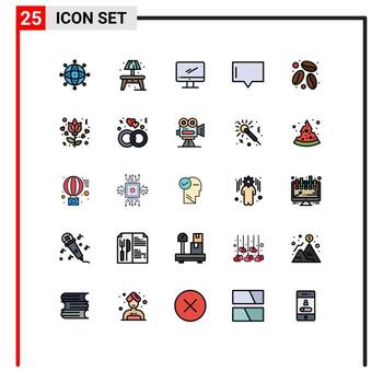 Modern Set of 25 Filled line Flat Colors and symbols such as coffee talk computer message pc Editable Vector Design Elements