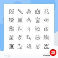 25 Thematic Vector Lines and Editable Symbols of location map wifi monastery church Editable Vector Design Elements