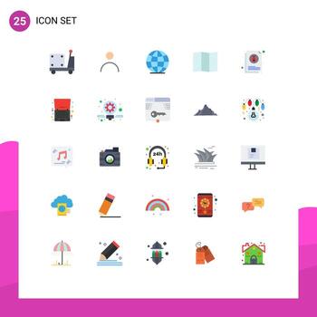 25 Thematic Vector Flat Colors and Editable Symbols of insecure file global document map Editable Vector Design Elements