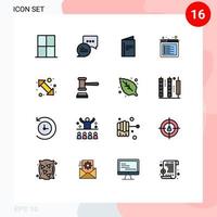 Universal Icon Symbols Group of 16 Modern Flat Color Filled Lines of go web menu tab browser Editable Creative Vector Design Elements