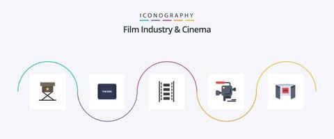 Cenima Flat 5 Icon Pack Including screen. cinematography. film. film camera. cinema vector