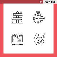 Pack of 4 Modern Filledline Flat Colors Signs and Symbols for Web Print Media such as activities stopwatch game management document Editable Vector Design Elements