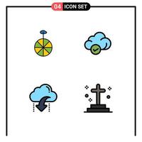 Universal Icon Symbols Group of 4 Modern Filledline Flat Colors of wheel down cloud technology data Editable Vector Design Elements