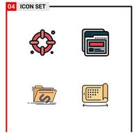 Set of 4 Modern UI Icons Symbols Signs for insurance file page help software Editable Vector Design Elements