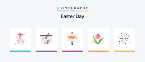 Easter Flat 5 Icon Pack Including holiday. plant. board. flower. decoration. Creative Icons Design