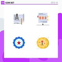 User Interface Pack of 4 Basic Flat Icons of blueprint game construction activities glass Editable Vector Design Elements