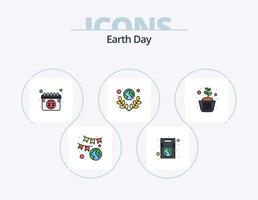 Earth Day Line Filled Icon Pack 5 Icon Design. award. ecology. environmental protection. earth. shopping vector