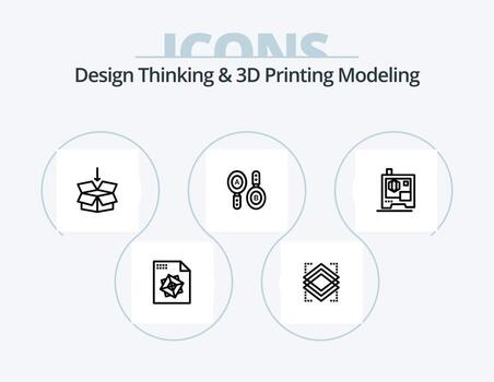 diseño pensando y re impresión modelado línea icono paquete 5 5 icono diseño. objeto. controlador. buscar. ajuste. procesado vector
