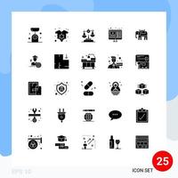 Solid Glyph Pack of 25 Universal Symbols of american live gdpr you tuber design Editable Vector Design Elements