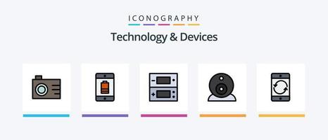 dispositivos línea lleno 5 5 icono paquete incluso tipo. hardware. Teléfono móvil. ratón. móvil. creativo íconos diseño vector