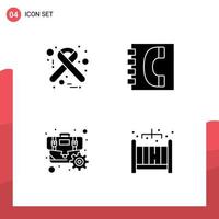 Mobile Interface Solid Glyph Set of Pictograms of hiv briefcase ribbon contact us gear Editable Vector Design Elements