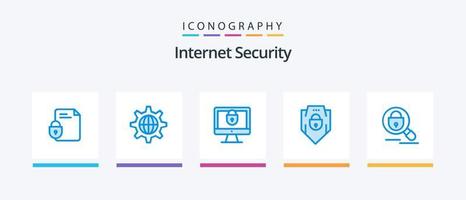 Internet seguridad azul 5 5 icono paquete incluso . blindaje. Internet. contraseña. seguridad. creativo íconos diseño vector