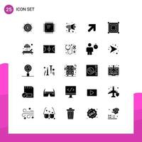 Modern Set of 25 Solid Glyphs and symbols such as arrow sound circuit board school audio Editable Vector Design Elements