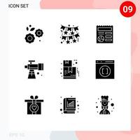 User Interface Pack of 9 Basic Solid Glyphs of ecommerce telescope basic space astronomy Editable Vector Design Elements