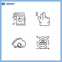 Group of 4 Filledline Flat Colors Signs and Symbols for descriptive statistics synchronization hand syncing shapes Editable Vector Design Elements