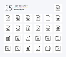 Multimedia 25 Line icon pack including reload. document. file. text. document vector