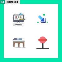 Mobile Interface Flat Icon Set of 4 Pictograms of art railroad digital down train Editable Vector Design Elements