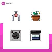 4 Filledline Flat Color concept for Websites Mobile and Apps pipeline mix line calm party Editable Vector Design Elements