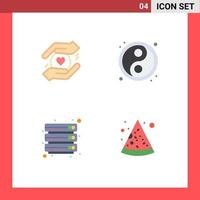 4 Flat Icon concept for Websites Mobile and Apps business server yin yang cloud food Editable Vector Design Elements