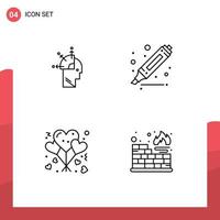 4 Universal Filledline Flat Colors Set for Web and Mobile Applications user love art marker database Editable Vector Design Elements