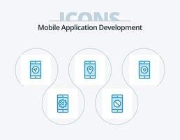 móvil solicitud desarrollo azul icono paquete 5 5 icono diseño. móvil. mapa. mensaje. ubicación. móvil vector