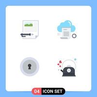 Pack of 4 creative Flat Icons of edit computing document share private Editable Vector Design Elements