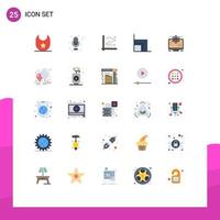 Pack of 25 Modern Flat Colors Signs and Symbols for Web Print Media such as monitor finance analytic ecommerce business Editable Vector Design Elements