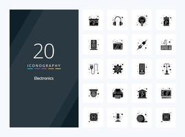 20 Electronics Solid Glyph icon for presentation vector