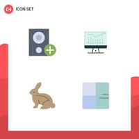 4 Thematic Vector Flat Icons and Editable Symbols of computers bunny hardware static easter bunny Editable Vector Design Elements