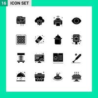 Pictogram Set of 16 Simple Solid Glyphs of human eye cloud wifi internet of things Editable Vector Design Elements