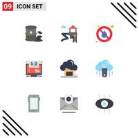 Pictogram Set of 9 Simple Flat Colors of course webinar no learning learning Editable Vector Design Elements