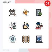 Modern Set of 9 Filledline Flat Colors Pictograph of marketing drop gdpr device smartphone Editable Vector Design Elements