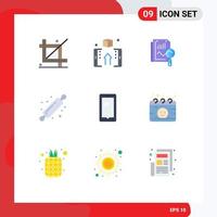 Set of 9 Modern UI Icons Symbols Signs for bread rolling pin baking online bakery search Editable Vector Design Elements