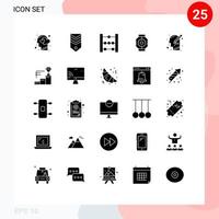 Mobile Interface Solid Glyph Set of 25 Pictograms of pod component stripes capsule math Editable Vector Design Elements