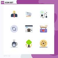 Set of 9 Modern UI Icons Symbols Signs for homepage zoom safe enlarge arrows Editable Vector Design Elements