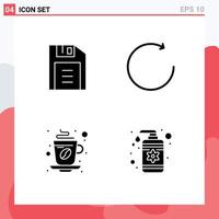 Thematic Vector Solid Glyphs and Editable Symbols of floppy disk coffee arrow cup drop Editable Vector Design Elements