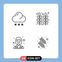 4 Universal Line Signs Symbols of cloud female weather grain woman Editable Vector Design Elements