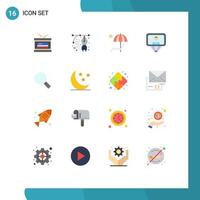 Modern Set of 16 Flat Colors Pictograph of login profile pencil user enjoy Editable Pack of Creative Vector Design Elements