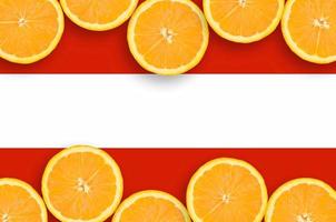 Austria flag in citrus fruit slices horizontal frame photo