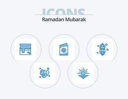 Ramadán azul icono paquete 5 5 icono diseño. musulmán. invitación. abierto. tarjeta. islam vector