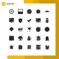 25 Universal Solid Glyphs Set for Web and Mobile Applications nature hill internet information details Editable Vector Design Elements