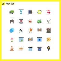 Modern Set of 25 Flat Colors and symbols such as gift birthday hosting left directional Editable Vector Design Elements