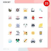 User Interface Pack of 25 Basic Flat Colors of magnifier piano strategic music king Editable Vector Design Elements