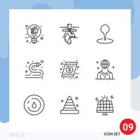 Modern Set of 9 Outlines and symbols such as coupon water pollution hose pin Editable Vector Design Elements